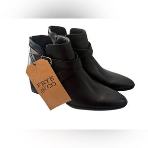 NWT Women's Frye and Co. Pembrooke Black Stacked Stylish Heel Ankle Bootie SZ 11